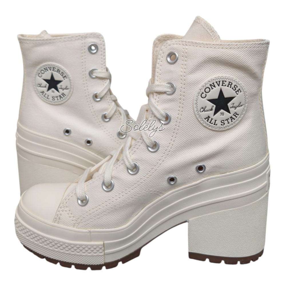 Converse Chuck 70 De Luxe Heel Platform Egret White Sneaker Boot Womens 9.5 NEW - Picture 4 of 10